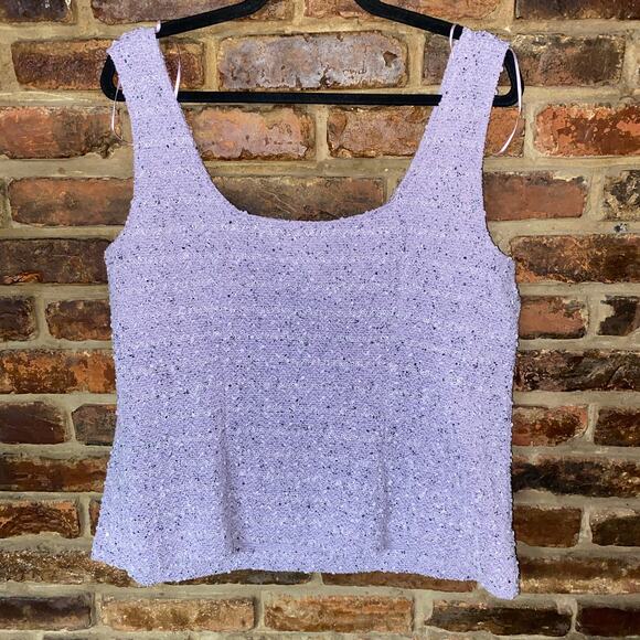 Alex Evenings Vintage Lilac Purple Embellished Sequined Knit Tank Top Women's 2X - Picture 6 of 6